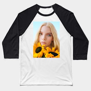 Anya Taylor-Joy featuring Sunflowers Baseball T-Shirt